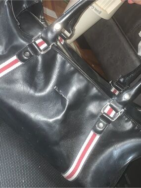 Ben Sherman Black Tote with Red and White Stripe Webbing